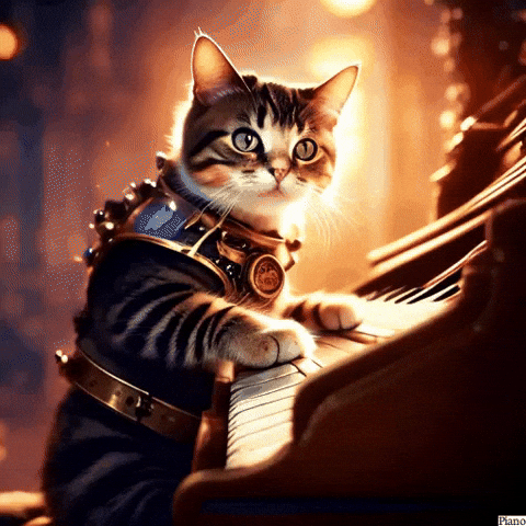 Animated Cat Piano Performance GIF