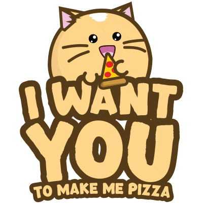 Animated Cat Take Me Now Make Me Pizza GIF
