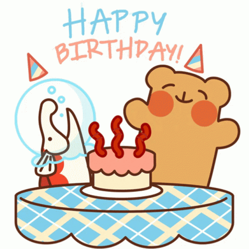 Animated Celebration Cute Bear Birthday Party GIF