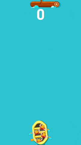 Animated Character Row The Boat To Avoid Obstacles GIF