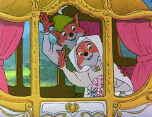 Animated Characters Lady Marian And Robinhood Marriage Waving GIF