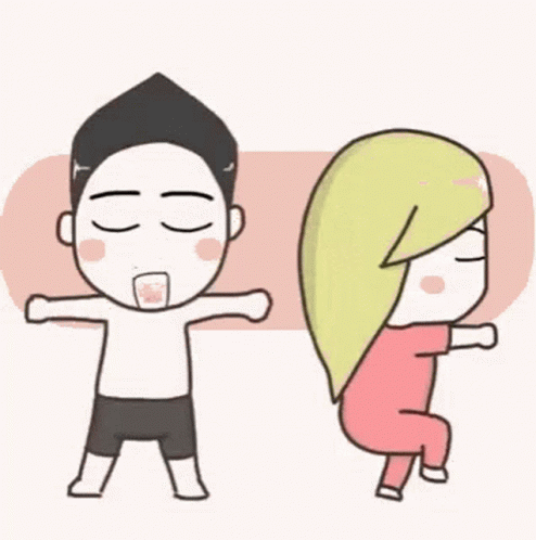 Animated Chibi Couple Snuggles GIF