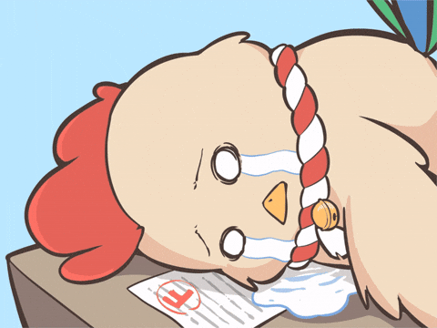 Animated Chicken Crying Failure In Test GIF