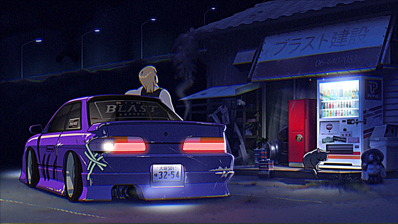 Animated Chilling Man On Jdm Car GIF