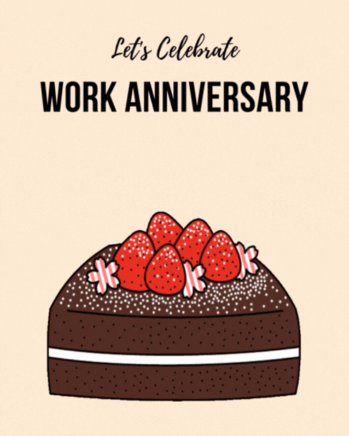 Animated Chocolate Cake Work Anniversary Design GIF 