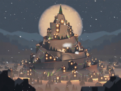 Animated Christmas Evening In Town GIF