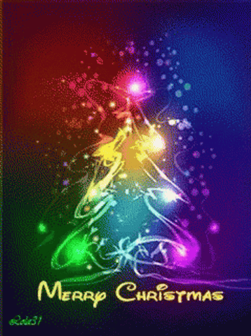 Animated Christmas Tree With Exploding Lights GIF
