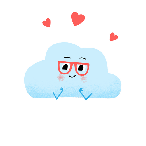 Animated Cloud Blowing Heart Kisses GIF