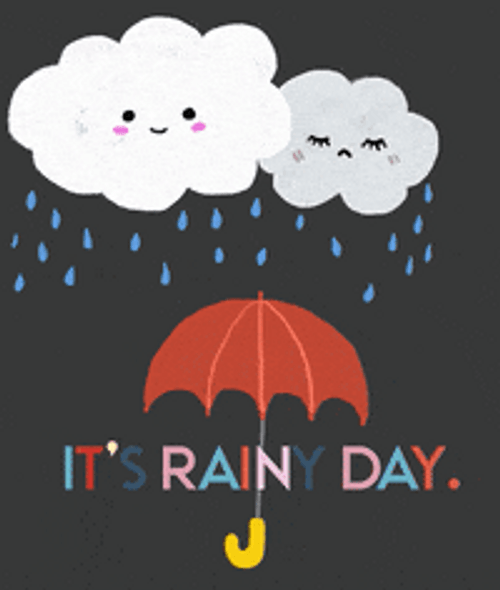 Animated Clouds Pouring Rain On Umbrella GIF