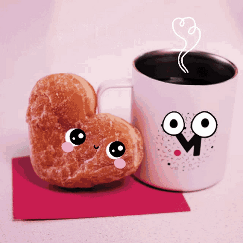Animated Coffee And Donut Pick Up Line GIF