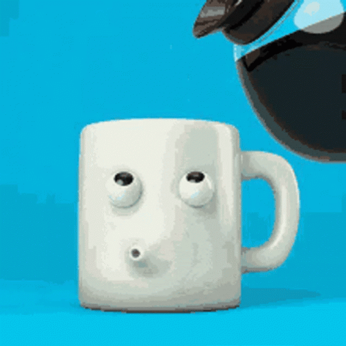 Animated Coffee Cup And Its Different Emotions GIF