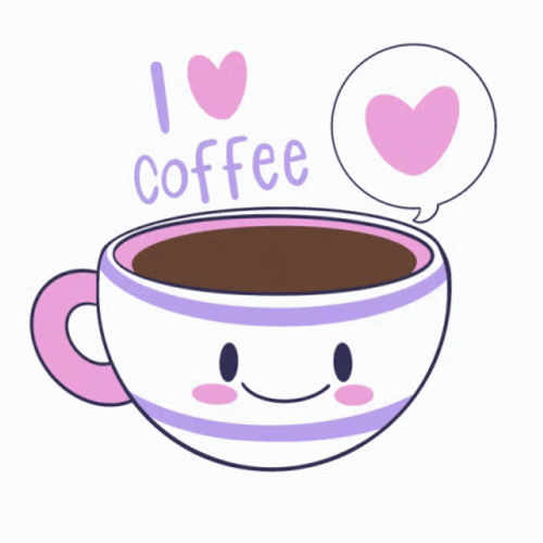 Animated Coffee Love White And Purple Cup GIF