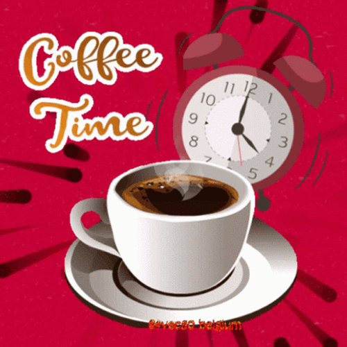 Animated Coffee Time And A Clock GIF
