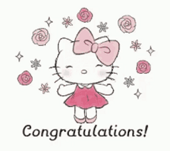 Animated Congratulations Hello Kitty Roses GIF