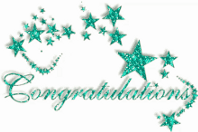 Animated Congratulations Sparkling Green Glitter Stars GIF