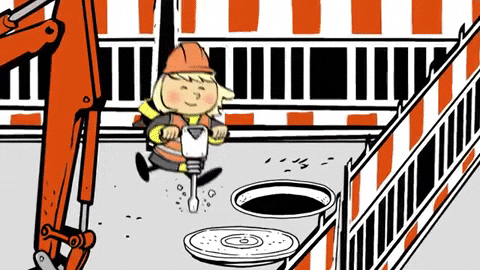 Animated Construction Worker Using A Jackhammer GIF