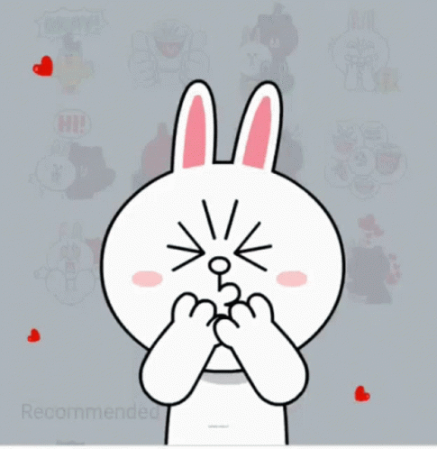 Animated Cony Rabbit Giving Kiss Hearts Sticker GIF
