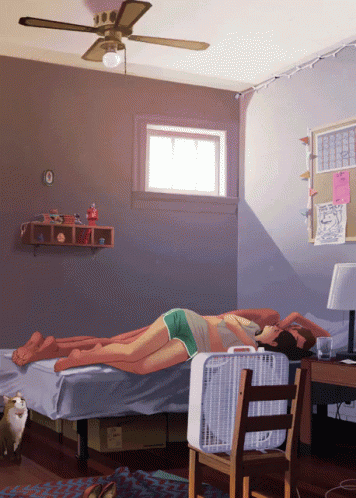 Animated Couple Air Conditioning GIF