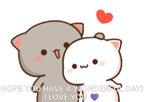 Animated Couple Cat Have A Good Day Love GIF