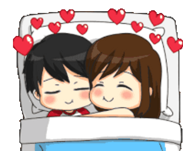 Animated Couple Hugging Good Night Love Sticker GIF 