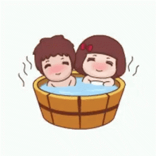 Animated Couple In Hot Tub GIF