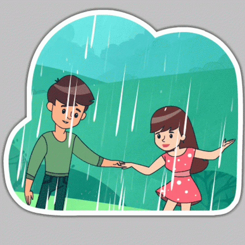 Animated Couple Rain Dance GIF