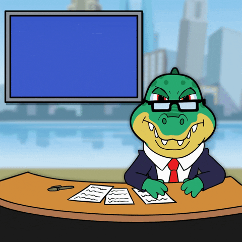 Animated Crocodile Breaking News Report GIF