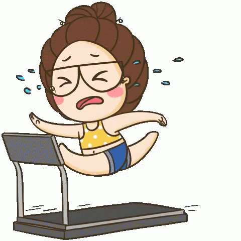 Animated Crying Girl On Treadmill GIF