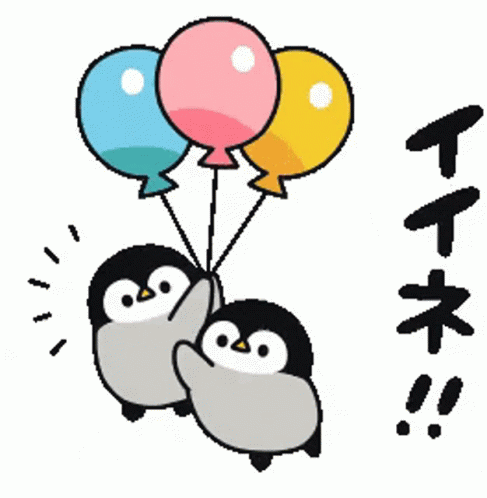 Animated Cute Baby Penguins Balloon Flight GIF