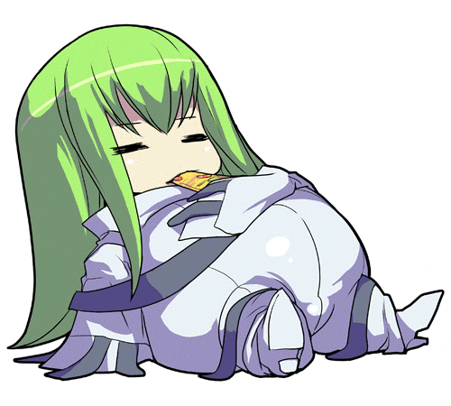 Animated Cute Girl Eating Bloated Tummy GIF