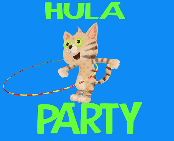 Animated Cute Hula Party Cat GIF