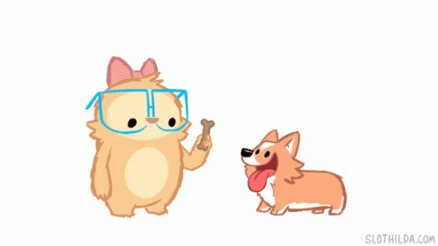 Animated Cute Slothilda And Corgi GIF