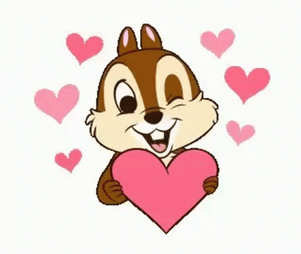 Animated Cute Squirrel Wink Cartoon Love GIF
