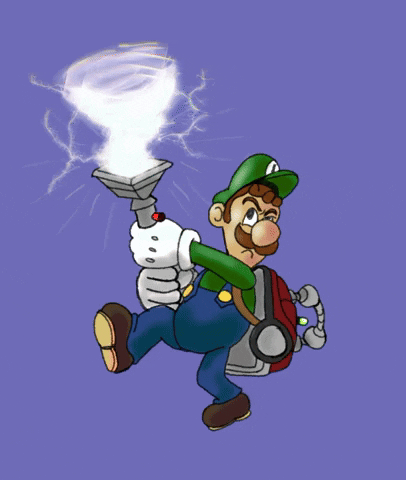 Animated Dancing Luigi Holding Lamp Tornado GIF