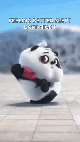 Animated Dancing Panda Feeling Better Slept Last Night GIF