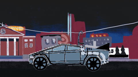 Animated Delorean On The Road GIF