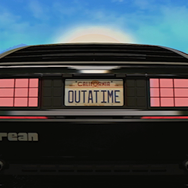Animated Delorean Rolling Down The Road GIF