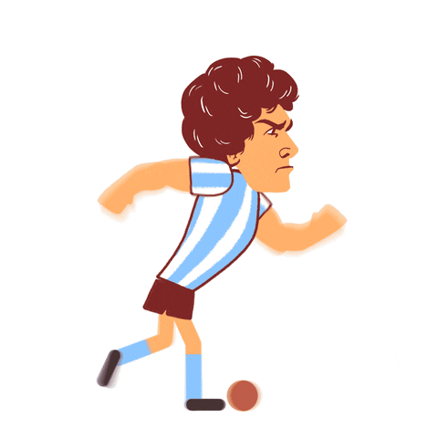 Animated Diego Maradona Kicking Ball GIF