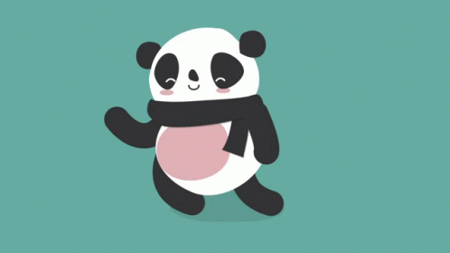 Animated Disco Dancing Panda Wearing Scarf GIF