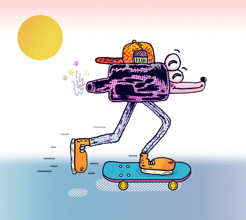 Animated Dog Art Skateboard GIF