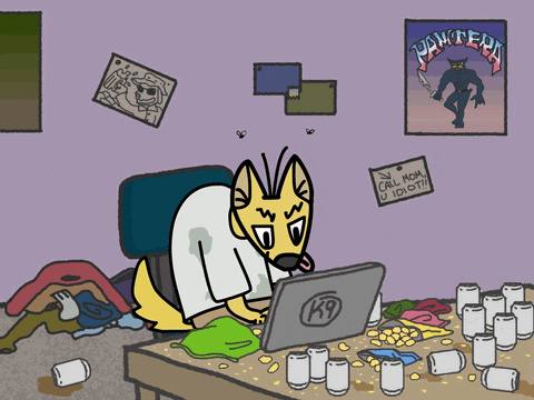 Animated Dog Busy Working Online GIF