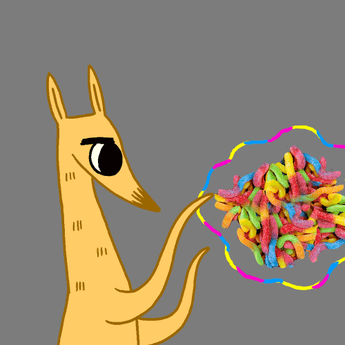 Animated Dog Eating Gummies GIF