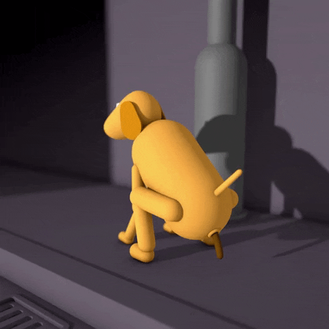 Animated Dog Excreting Poop In The Street GIF