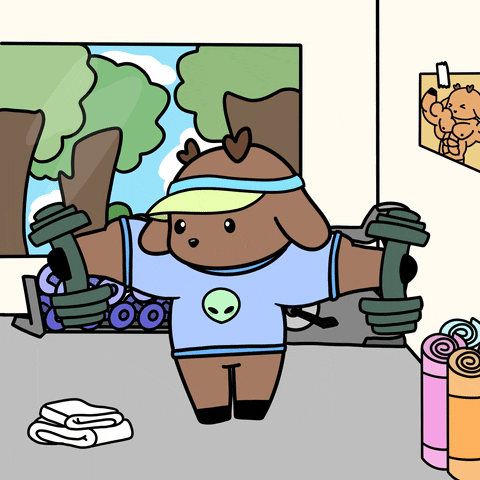 Animated Dog Go To The Gym Dumbbell GIF