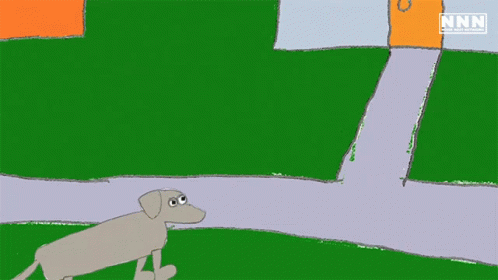 Animated Dog Leaving Poop In The Street GIF
