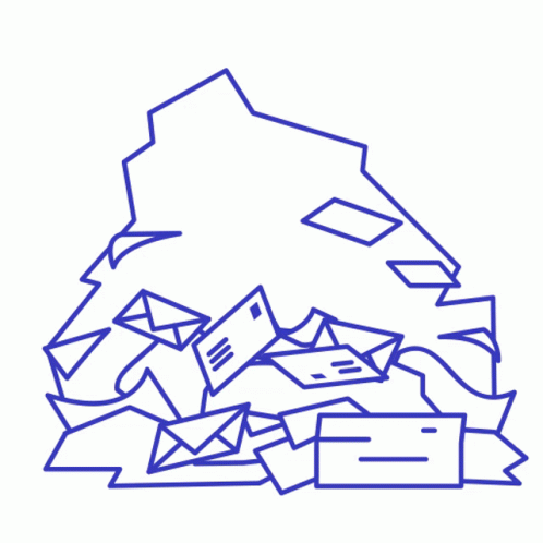 Animated Dog Under A Pile Of Mail GIF