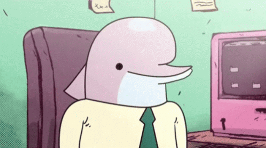 Animated Dolphin In Office GIF