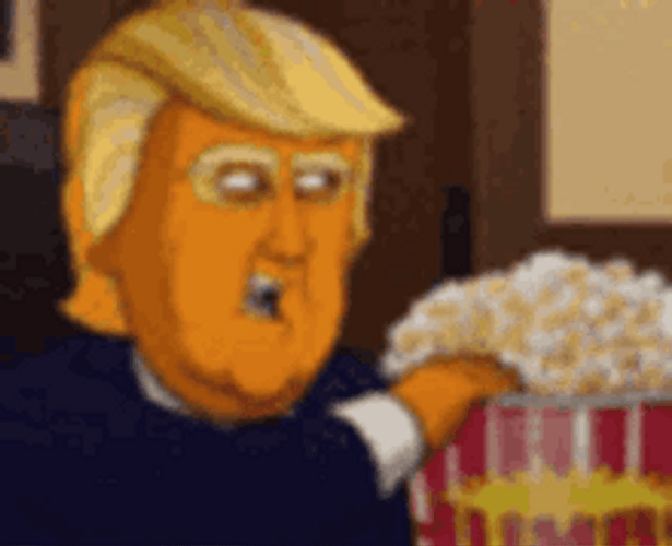 Animated Donald Trump Eating Popcorn Meme GIF