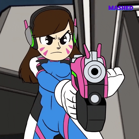 Animated Dva Hold Gun Serious Face GIF