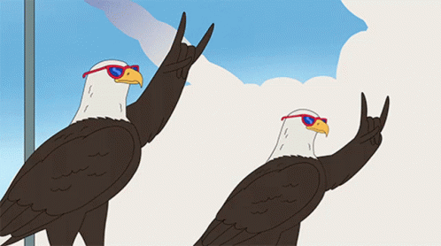 Animated Eagles Doing Hook Em Sign GIF